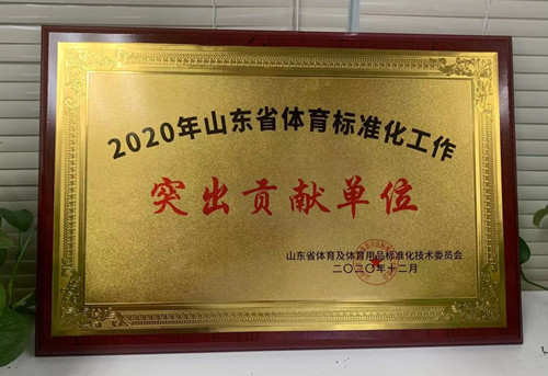 九游娱乐Nineame官方网站體育獲得山東省體育及體育用品標(biāo)準(zhǔn)化技術(shù)委員會“突出貢獻單位”證書